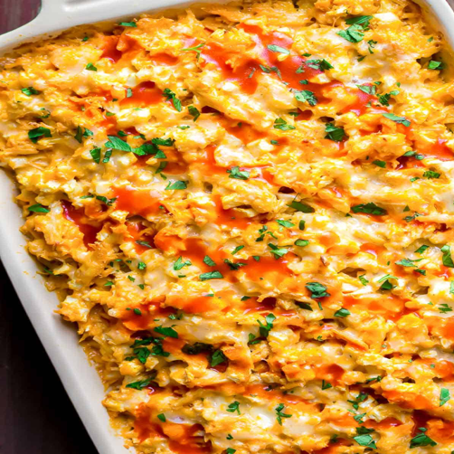 creamy-buffalo-chicken-cauliflower-casserole