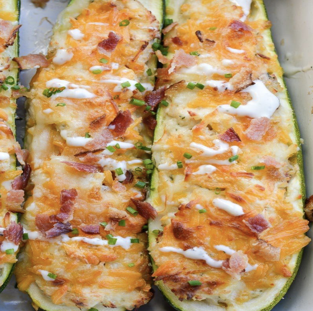 Chicken Bacon Ranch Zucchini Boats