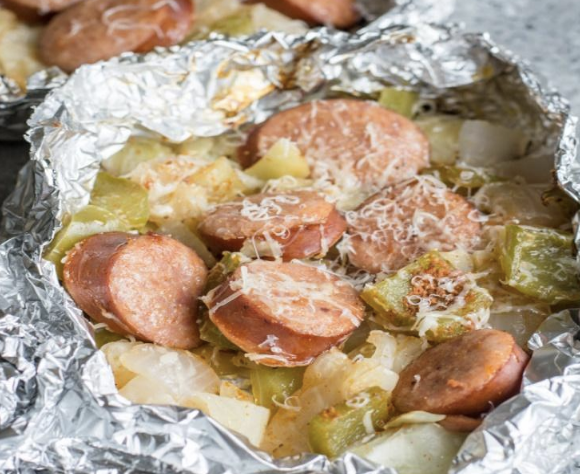 Keto Cabbage with Sausage Foil Packs