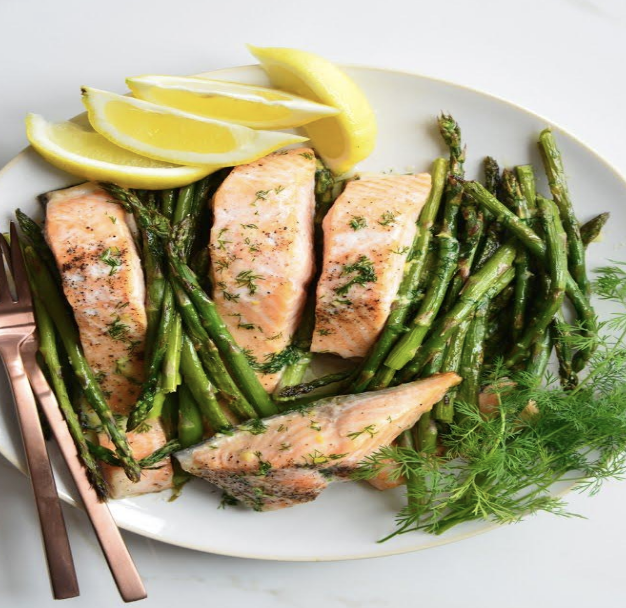 Butter Dill Salmon with Asparagus